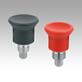 Indexing plungers mini, steel or stainless steel with plastic mushroom grip, no locking slot
