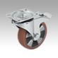 Steel plate swivel castors with stop-fix and polyurethane elastomer tread, heavy duty version