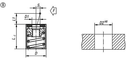 Yaylı yan baskı parçaları, baskı pimsiz, Form B, contalı