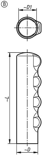 Plastik kollar, yuvarlak, yuvarlak tutuculu, Form B