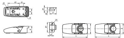 Latches, zinc with sheet metal bracket, fastening holes concealed