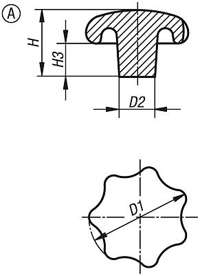 Yıldız tutucular, DIN 6336 standardına benzer, alüminyum, Form A, işlenmemiş