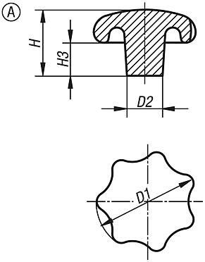 Yıldız tutucular, DIN 6336, gri döküm, Form A, işlenmemiş