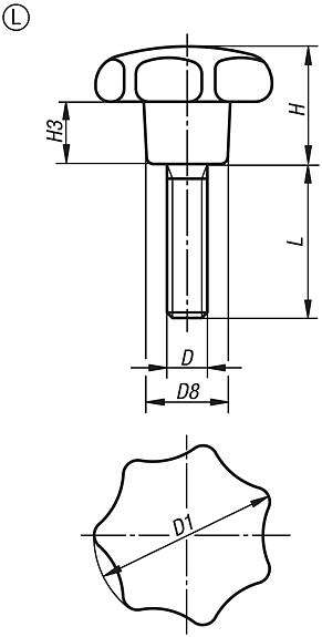 Yıldız tutucular, DIN 6336 standardına benzer, dıştan dişli, Form L