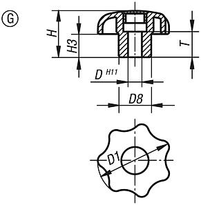 Yıldız tutucular, DIN 6336 standardına benzer, burçsuz, geçme delikli, Form G