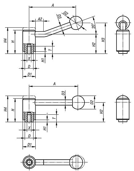 Gerdirme kolları içten dişli