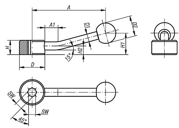 Tension levers flat with star socket