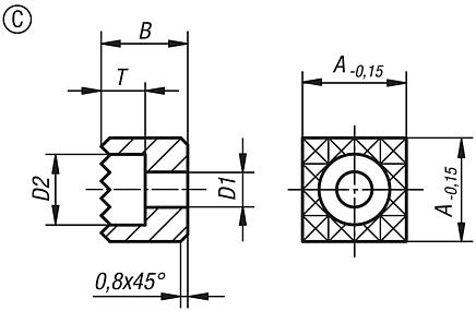 Tutucu tamponlar, kare, Form C