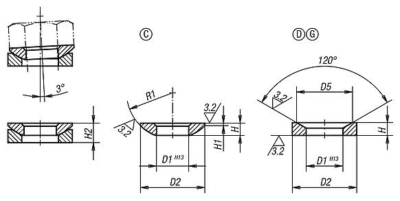 Çanak pullar konik pullar DIN 6319, sürüm 10/01