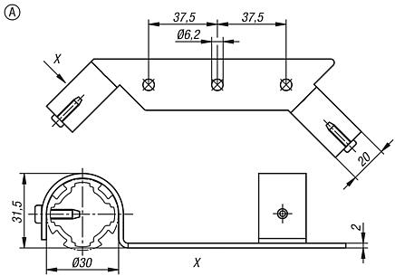 Palet askıları Ø30 Tip I, Form A, çift taraflı
