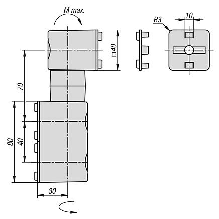 Фрикционные шарниры, одинарные, 40/80 тип B