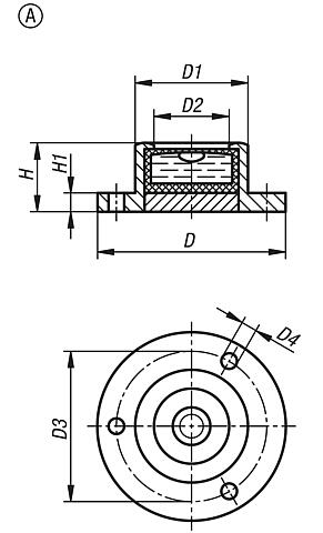 Dairesel düzeçler, vidalanabilir çerçevede, Form A, vidalı flanşlı