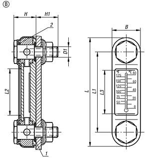 Yağ seviyesi göstergesi, Form B, termometreli
