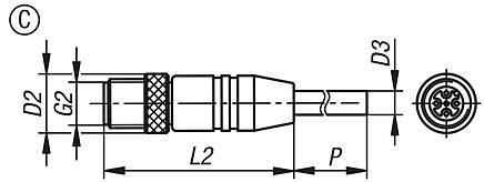 Konnektör, vidalı bağlantılı, Form C