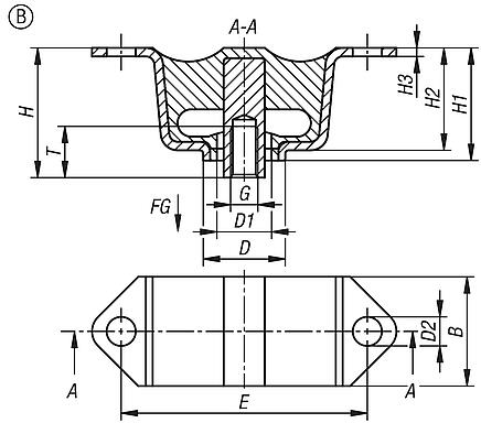 Kauçuk-metal-tavan elemanı, Form B, IG