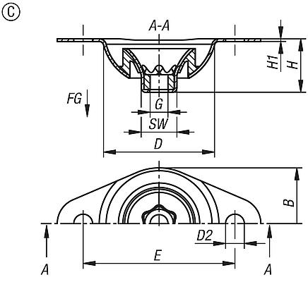 Kauçuk-metal-tavan elemanı, Form C, IG