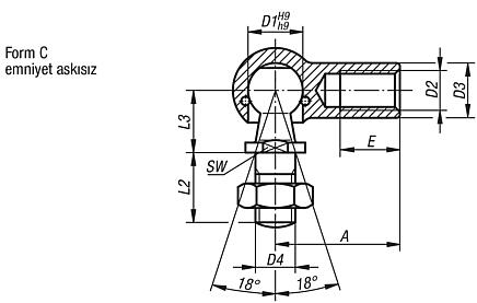 Açı mafsalları DIN 71802 Form C