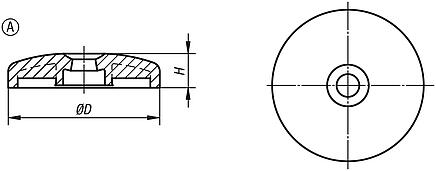 Makina ayakları için disk, plastik, Form A