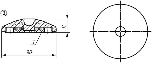 Mafsallı ayaklar için disk, plastik, Form B