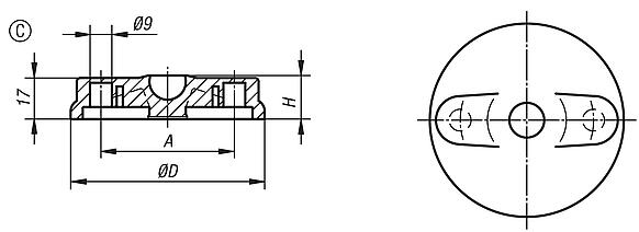 Mafsallı ayaklar için disk, plastik, Form C