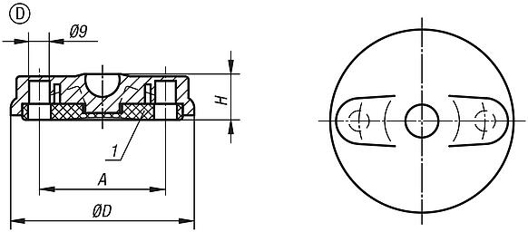 Mafsallı ayaklar için disk, plastik, Form D