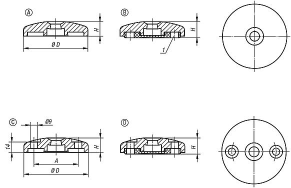 Makina ayakları için disk çinko basınçlı döküm veya paslanmaz çelik