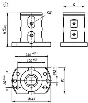 UNILOCK, 5 akslı temel modül, çift gerdirme, sistem boyutu 80 mm, ayaklı