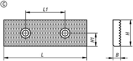 Vidalama çeneleri, merkezleyici bağlama elemanı için 65-80-125 mm, form C, tırtıllı