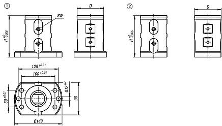 UNILOCK 5-axis basic module, double clamp system size 80 mm