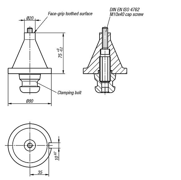 UNILOCK 5-axis face-grip adapter system size 80 mm