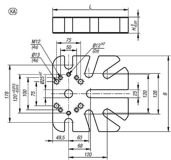 UNILOCK 5 akslı ana plaka, üniversal gerdirme sistemi için, küçük tip, sistem boyutu 80 mm