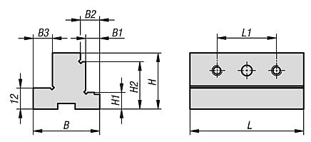 Eklenti kademe çeneleri merkezleyici bağlama elemanı için, çene genişliği 65 mm