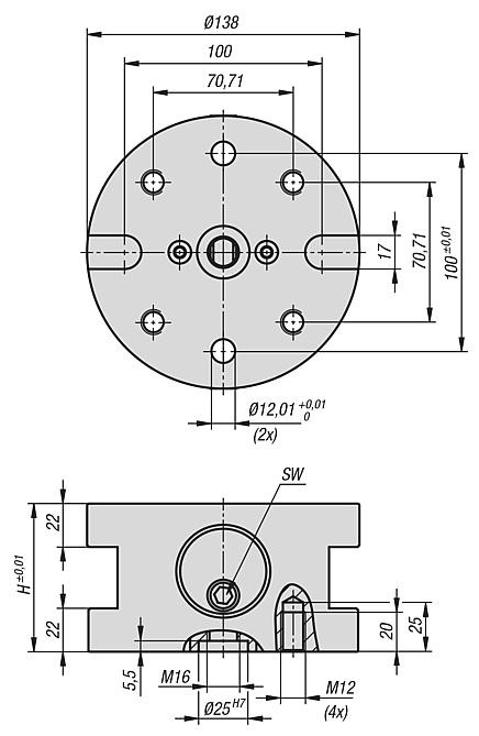 UNILOCK, 5 akslı temel modül sistem boyutu 138 mm