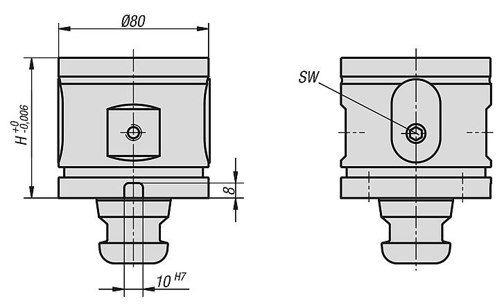 UNILOCK 5-axis add-on clamping module system size 80 mm