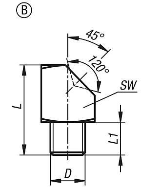 Yağlama nipeli, huni biçimi, DIN 3405 uyarınca, Form B, 45° açılı