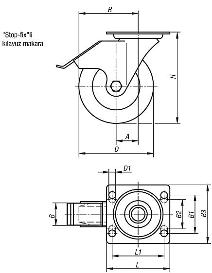 Stop-fix'li kılavuz makara