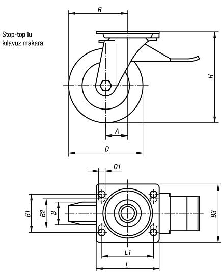 "Stop-top"lu kılavuz makara