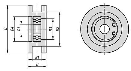 Guide rollers, steel with flange both sides