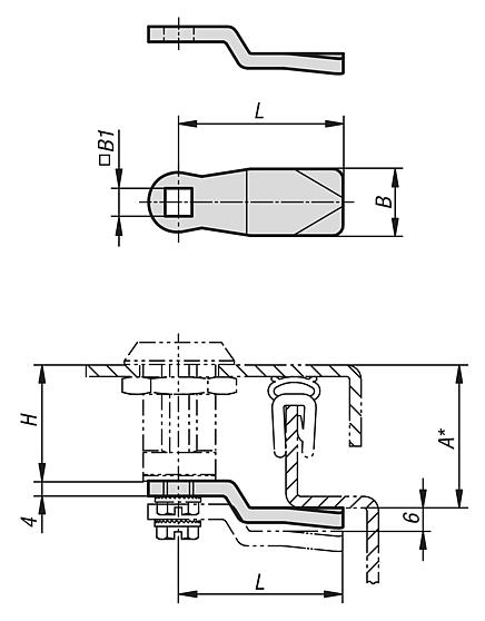 Tongue for compression latch, steel