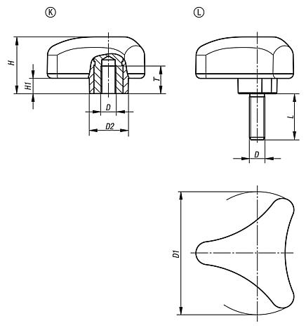 Üç kollu tutucular, ergonomik