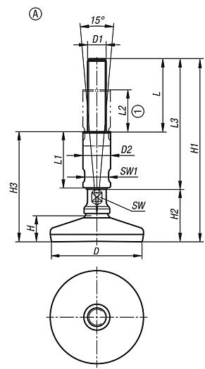 Makine ayakları Hygienic DESIGN, form A