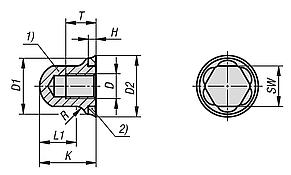 Altıgen somunlar, paslanmaz çelik, contalı Hygienic DESIGN