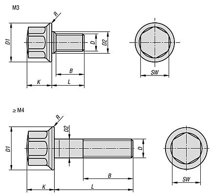 Hygienic USIT® sızdırmazlık pulu ve rondela Freudenberg Process Seals için bilezikli altı köşeli cıvatalar