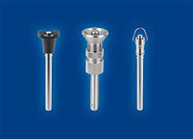 Ball lock pins, adjustable versions and products with head end lock