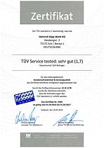 TÜV Service certificate, Very good